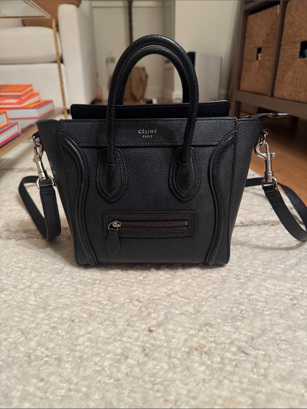 Celine Black Nano Luggage Tote Crossbody